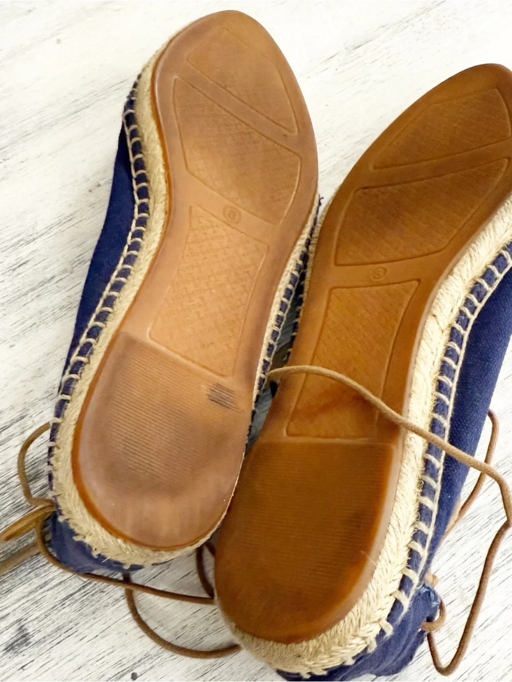 Tory Burch Navy Blue Canvas Lace-Up Espadrilles